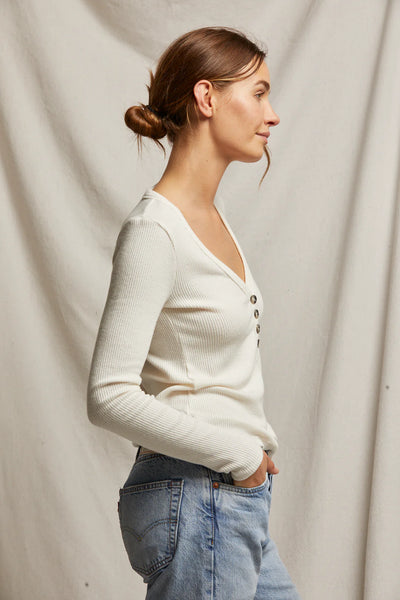 Perfect White Tank - Evangeline Sweater Rib V Neck - Sugar