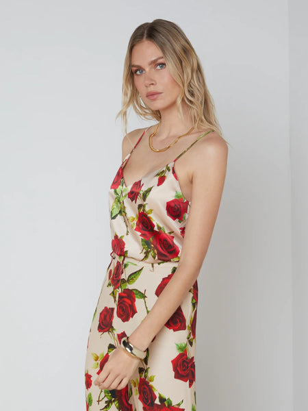 L’AGENCE - Jane Silk Camisole - Sand/Red Romantic Rose