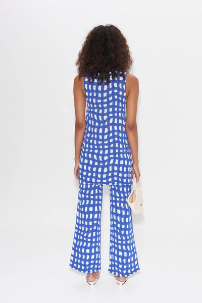 SIMONMILLER - Jabber Knit Pant - Klein Blue Wavy Gingham