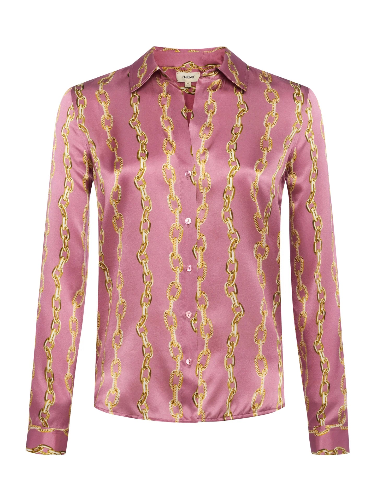 L’AGENCE - Tyler Silk Blouse - Mauve Rose Metallic Chain