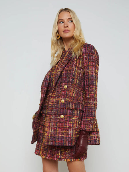 L’AGENCE - Aimee Blazer - Red/Pink Multi Tweed