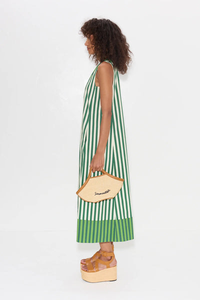 SIMONMILLER - Mar Poplin Dress - Green Stripe Combo