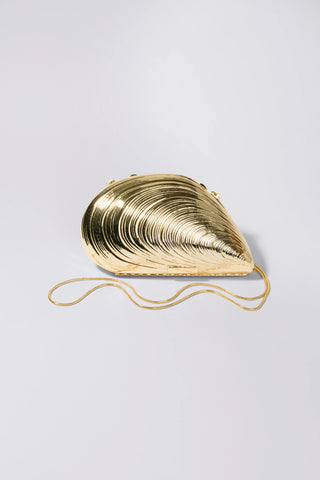 SIMKHAI - Bridget Metal Shell Clutch - Gold and Silver