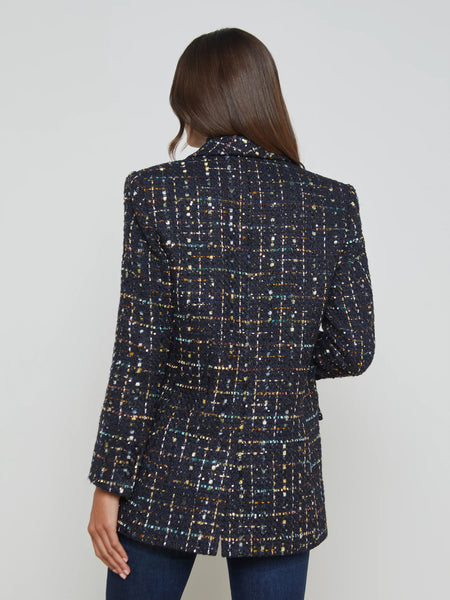 L'AGENCE - Jayda Tweed Blazer - Midnight/Mustard Plaid