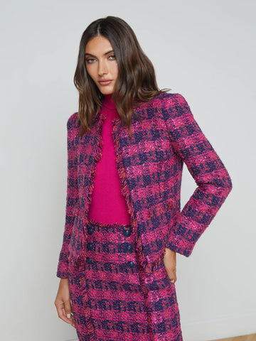 L'AGENCE - Angelina Tweed Jacket - Midnight/Acai/Ruby Tweed