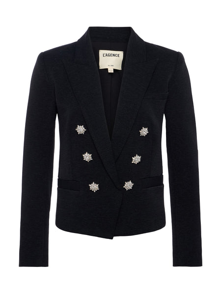 L’AGENCE - Brooke Open-Front Blazer - Black/Crystal