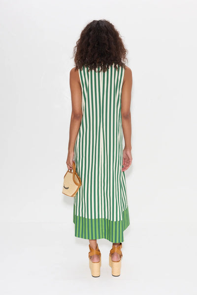 SIMONMILLER - Mar Poplin Dress - Green Stripe Combo