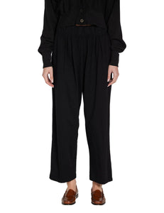 LES TIEN - Penny Pleat Front Pant - Jet Black