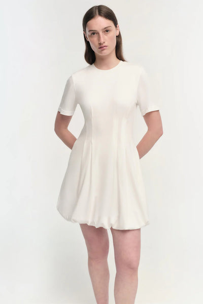 SIMKHAI - Pearson Bubble Hem Mini Dress - White