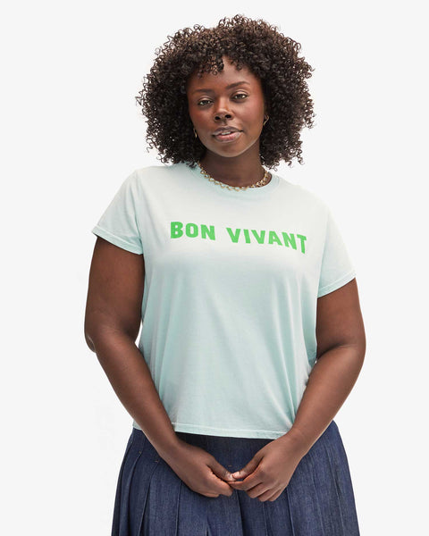 Clare V. - Classic Tee - Sky Blue w/ Grass Bon Vivant