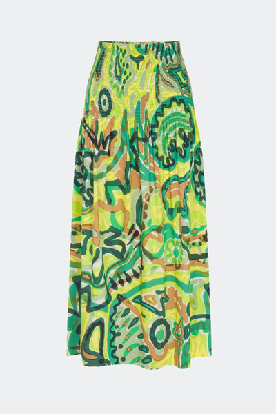 SIMONMILLER - Flor Poplin Skirt - Abstract Green Floral Print