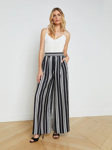 L'AGENCE - Lillian Wide-Leg Pant - Black/White Scarf Stripe