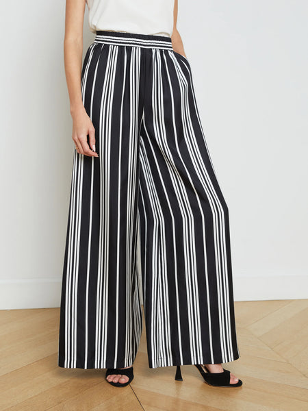 L'AGENCE - Lillian Wide-Leg Pant - Black/White Scarf Stripe