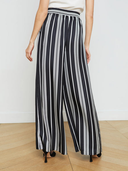 L'AGENCE - Lillian Wide-Leg Pant - Black/White Scarf Stripe