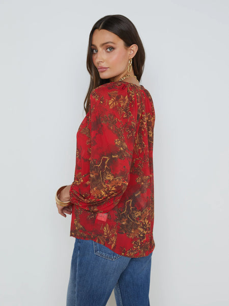 L'AGENCE - Teagan Blouse - High Risk Red Multi Jungle Toile