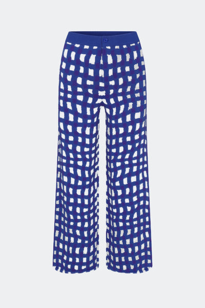 SIMONMILLER - Jabber Knit Pant - Klein Blue Wavy Gingham