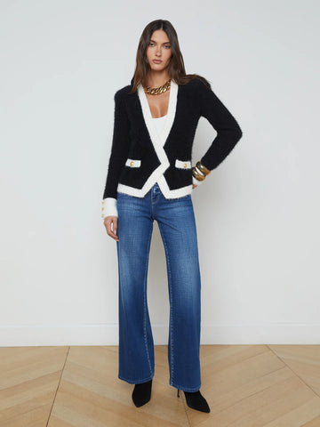 L’AGENCE - Georgia Contrast Cardigan Blazer - Black/White