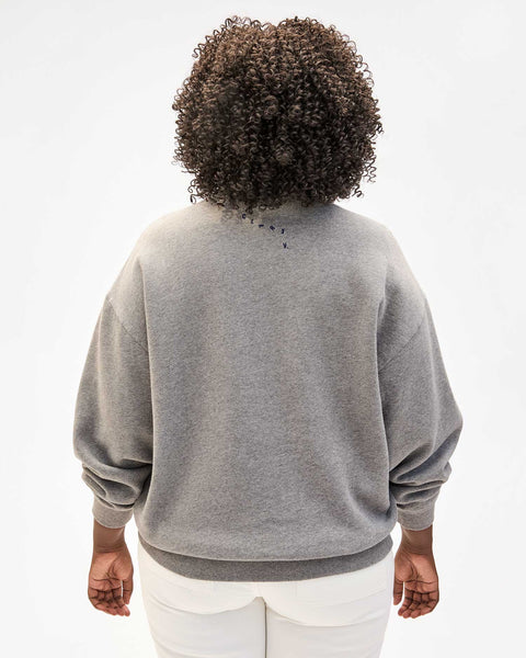 Clare V. - Oversized Sweatshirt - Grey Melange w/ Navy Liberez Les Sardines