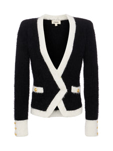 L’AGENCE - Georgia Contrast Cardigan Blazer - Black/White