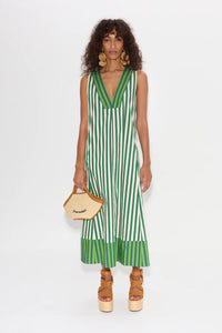 SIMONMILLER - Mar Poplin Dress - Green Stripe Combo