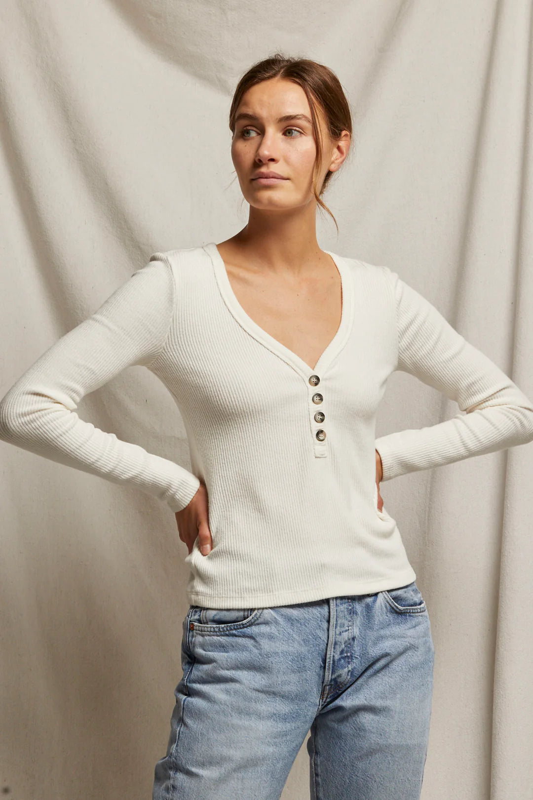 Perfect White Tank - Evangeline Sweater Rib V Neck - Sugar