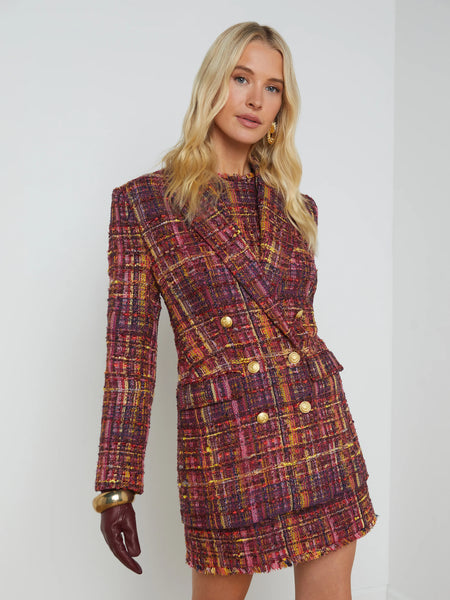 L’AGENCE - Aimee Blazer - Red/Pink Multi Tweed