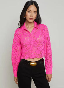 L’AGENCE - Akemi Lace Cropped Blouse - Pink Glo