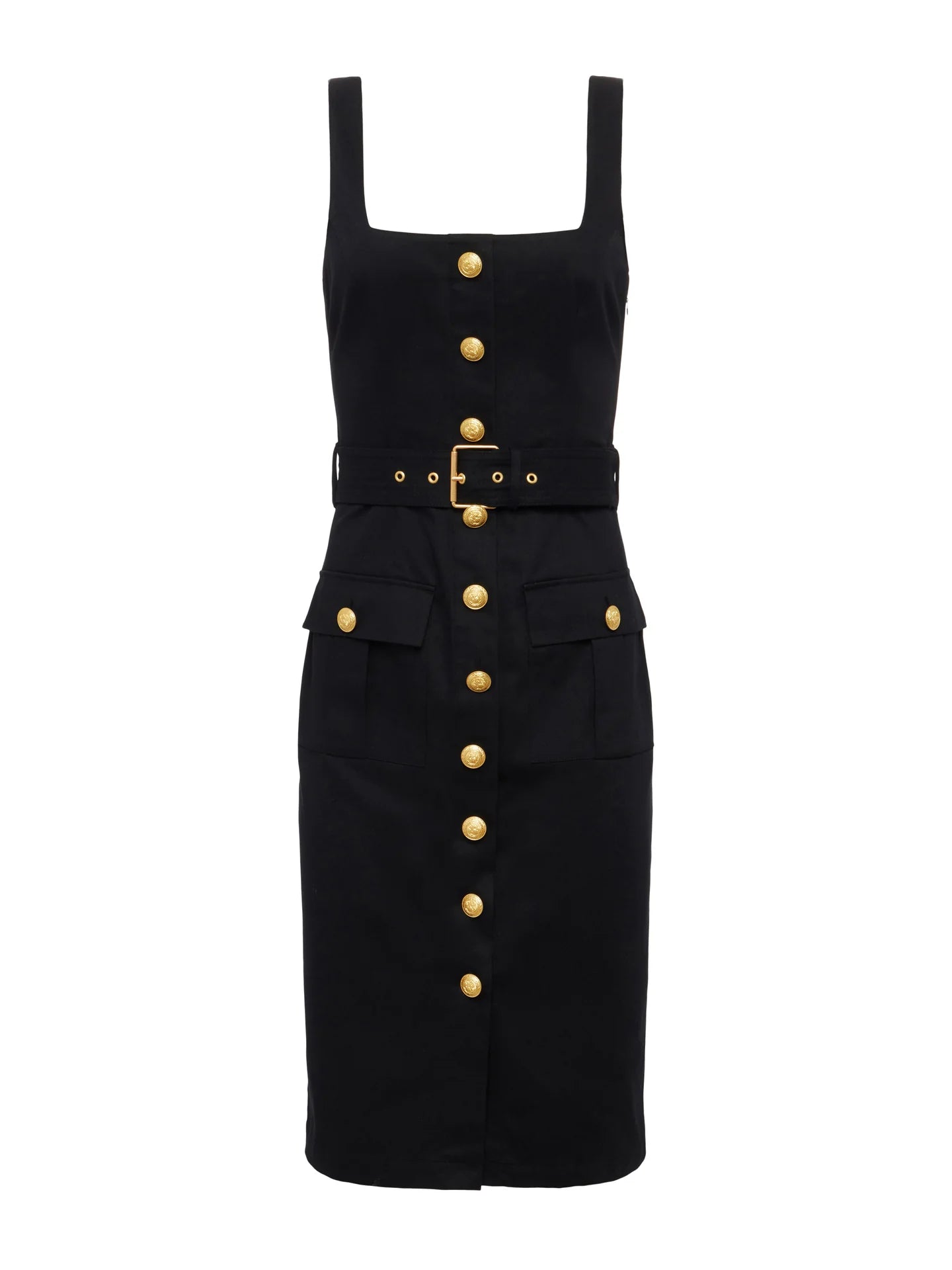 L’AGENCE - Idy Button-Front Dress - Black/Gold