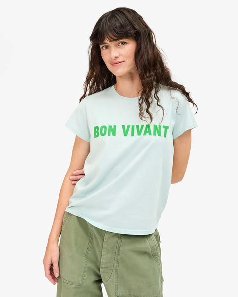 Clare V. - Classic Tee - Sky Blue w/ Grass Bon Vivant