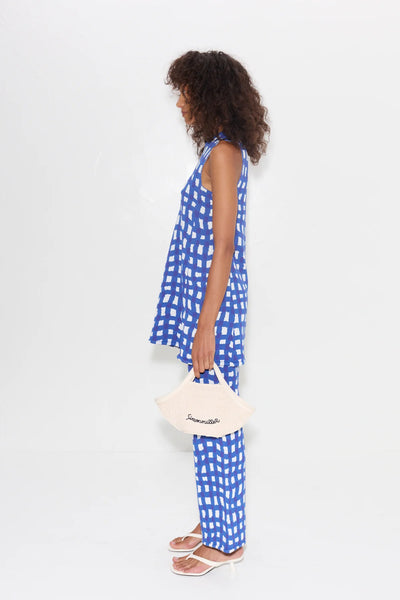 SIMONMILLER - Jabber Knit Pant - Klein Blue Wavy Gingham