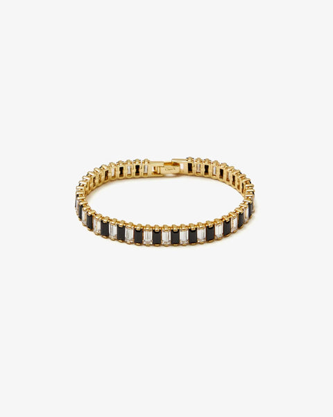 Clare V. - Baguette Checker Bracelet - Clear & Jet Checker Gold