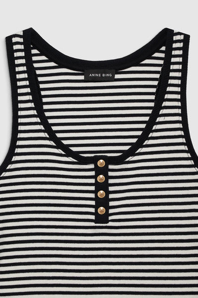 ANINE BING - Alessia Tank - Cream And Black Stripe