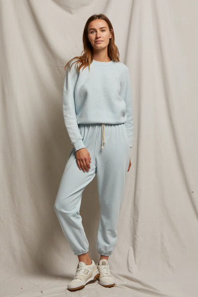 Perfect White Tee - Johnny French Terry Easy Sweatpant - Baby Blue