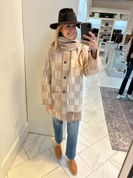 NAADAM - Luxe Plaid Jacket Coat - Beige