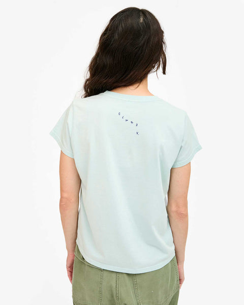 Clare V. - Classic Tee - Sky Blue w/ Grass Bon Vivant