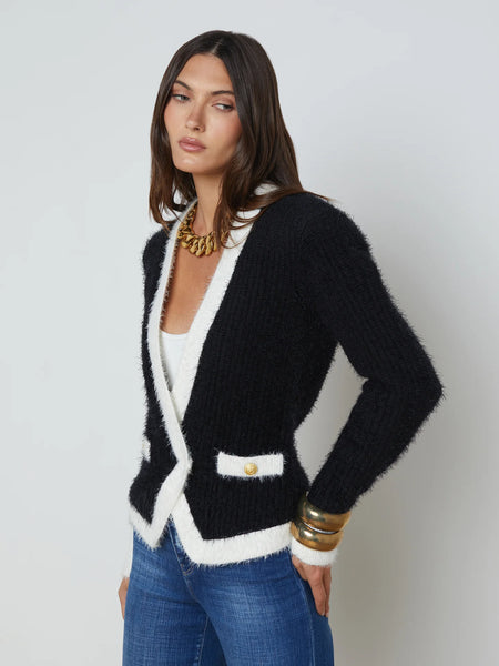 L’AGENCE - Georgia Contrast Cardigan Blazer - Black/White