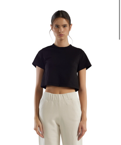 LES TIEN - Daria Crop Tee - Jet Black