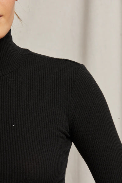 Perfect White Tee - Noelle Sweater Rib Turtleneck - True Black