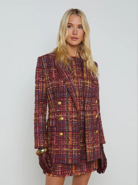 L’AGENCE - Aimee Blazer - Red/Pink Multi Tweed