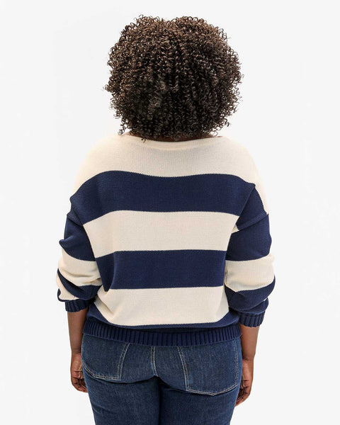 Clare V. - Dorothee Sweatee - Navy & Cream Stripe