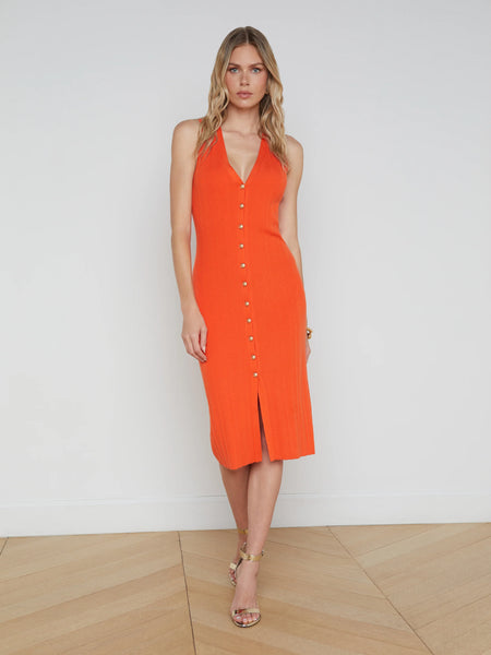 L’AGENCE - Domino Knit Dress - Tangerine/Gold