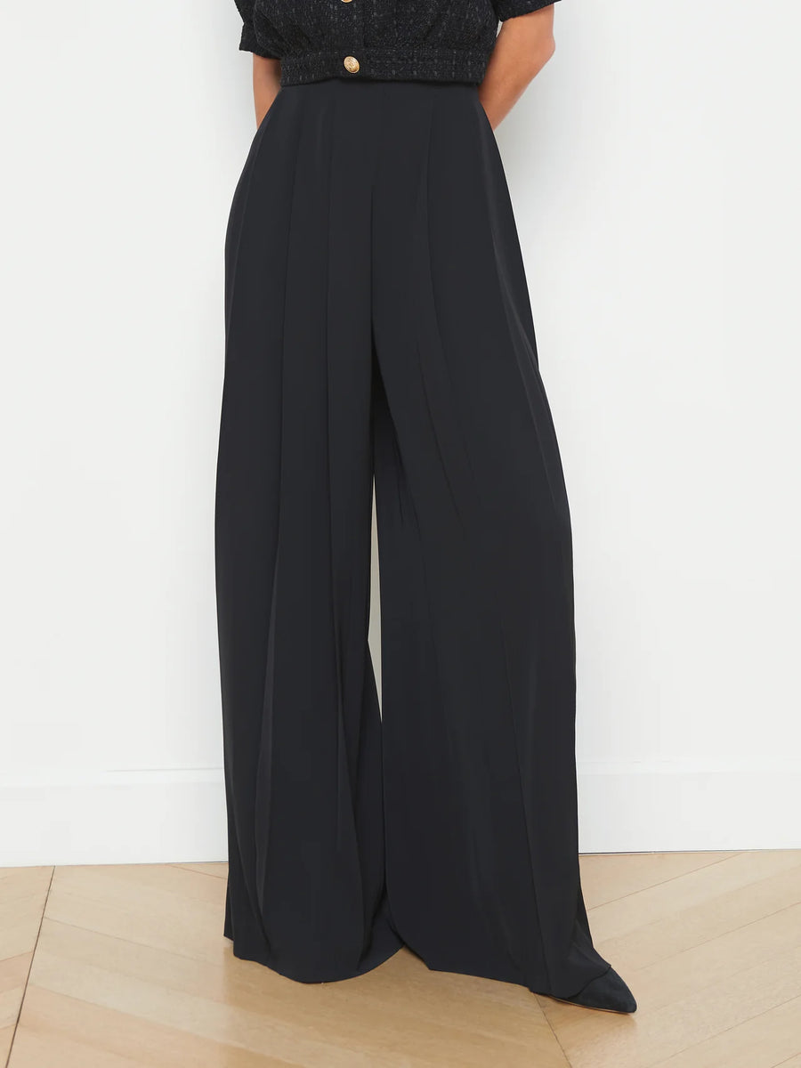 L’AGENCE - Nova Pleated Wide-Leg Pants - Black – Gena Chandler