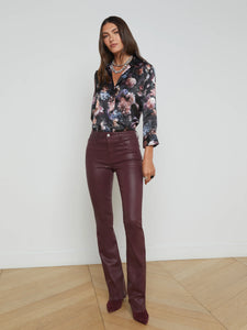 L’AGENCE - Selma Coated Bootcut Jean - Dark Wine & French Vanilla