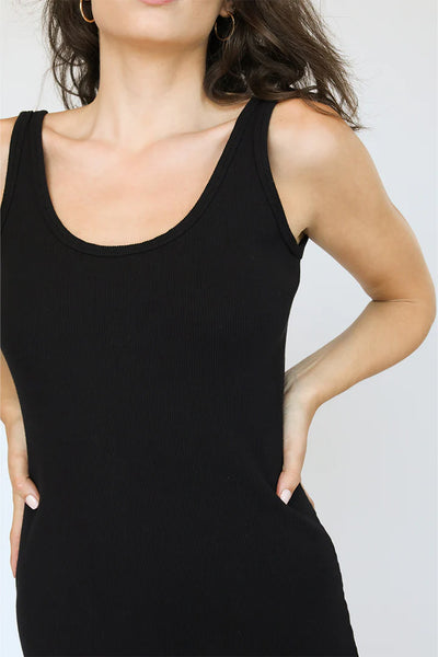 Perfect White Tee - Blondie Structured Rib Bra Friendly Dress - True Black