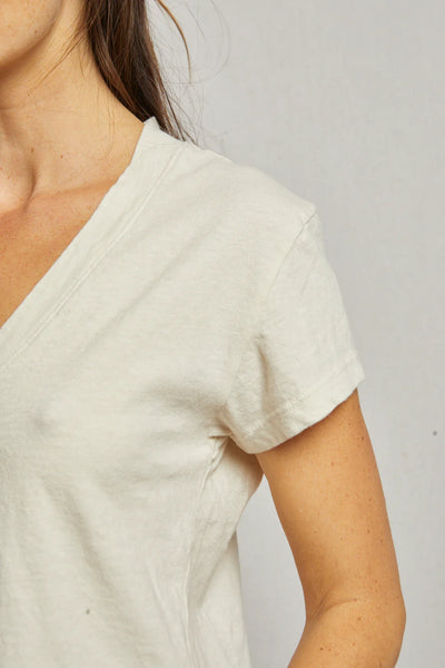 Perfect White Tee - Alanis Recycled Cotton V Neck Tee - Sugar