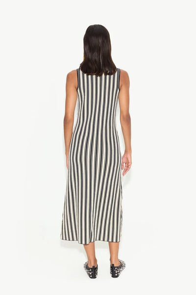 SIMONMILLER - Knits by Axon Sleeveless Dress - Leopard & Black/Rice Flour Stripe