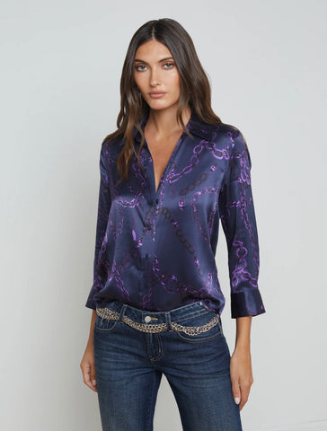 L’AGENCE - Dani 3/4 Sleeve Blouse - Midnight Purple