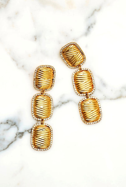 Elizabeth Cole - Citrine Earrings - Crystal