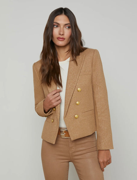 L’AGENCE - Brooke Open Front Blazer - Latte/Gold