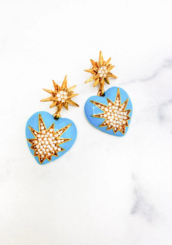 Elizabeth Cole - Love Me Earrings - Turquoise with Crystal